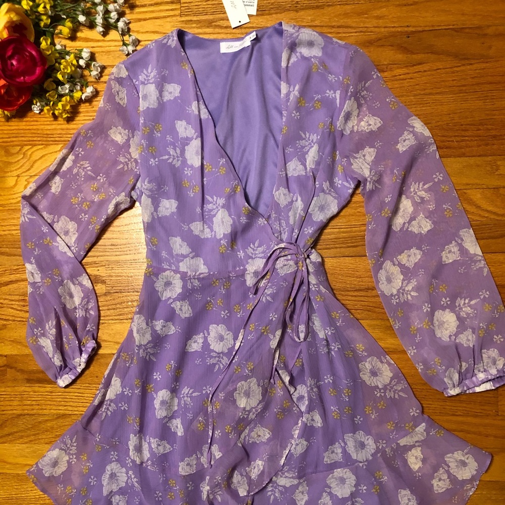 All in Favor Floral Wrap Dress